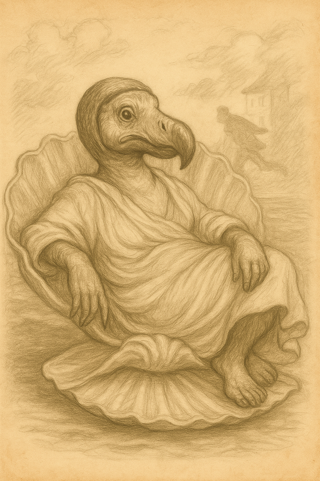 The Dodo, reclining, after